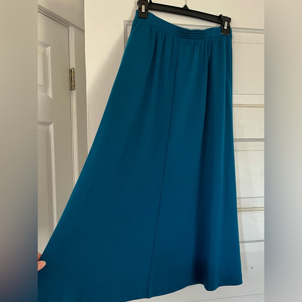 Vintage Alfred Dunner A Line Teal Blue Midi Skirt with pockets